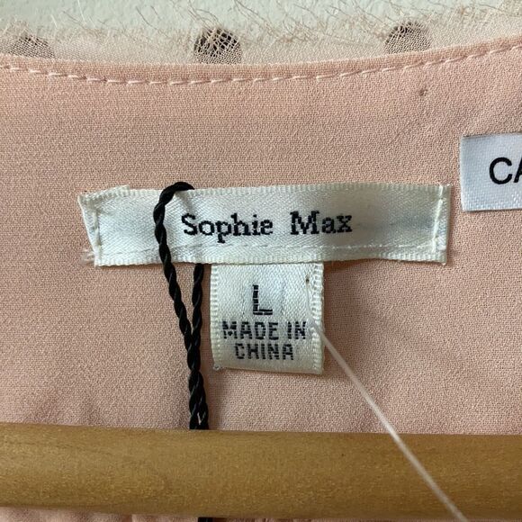 NEW Sophie Max Peach Raw Hem Racer Back Wild Flower Maxi Dress Large - Picture 9 of 12